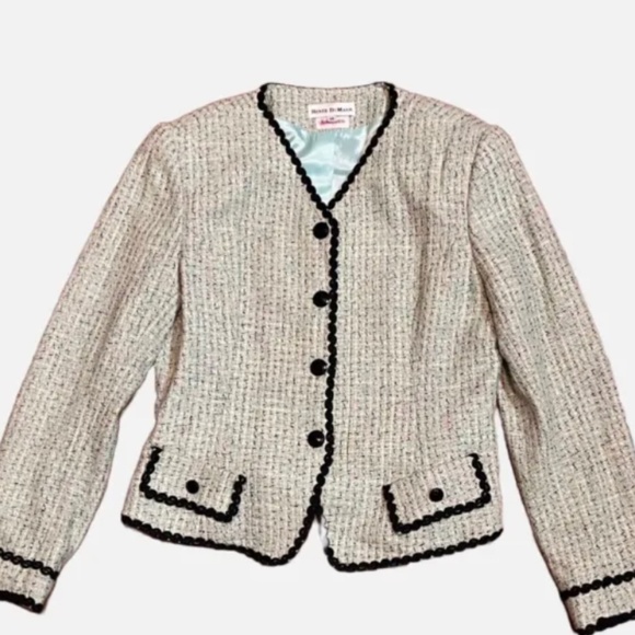 Renee Dumarr Neiman Marcus GREEN Windowpane Blazer Suit Jacket Size 14 - Picture 1 of 6